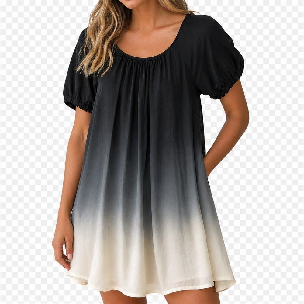 Mac & Jac Silk Ombre Dress L Boho Whimsigoth Cottage Romantic Minimalist summer